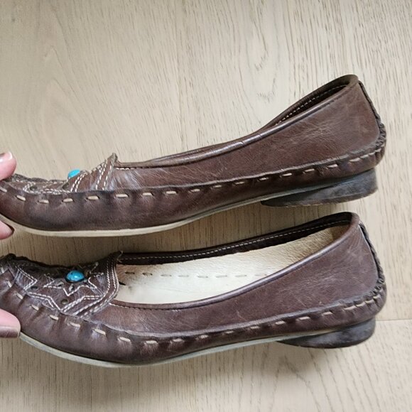 Browns size 7 brown leather moccasin flats - Picture 9 of 11